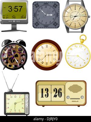 Kollektion von Vektor-Illustrationen-Uhr Stock Vektor