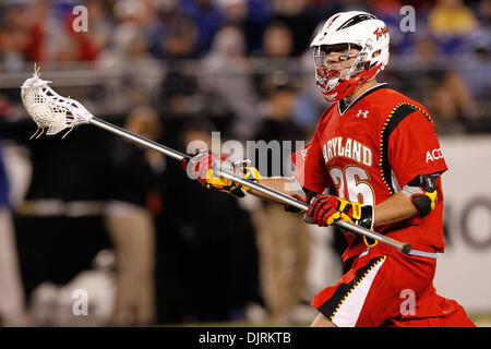 17. April 2010 - Baltimore, Maryland, USA - 17. April 2010: Maryland Defenseman Jesse Bernhardt (36) während der Lacrosse Spielaktion am Smartlink Day Rivalen M & T Bank Stadium in Baltimore, Maryland statt.  Die Maryland Warften besiegte die Hopkins Blue Jays 10-9. (Kredit-Bild: © Alex Cena/Southcreek Global/ZUMApress.com) Stockfoto
