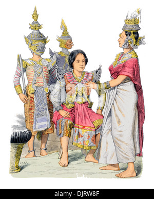 19. Jahrhundert XIX der 1800er Siam Schauspielerinnen und Schauspieler Stockfoto