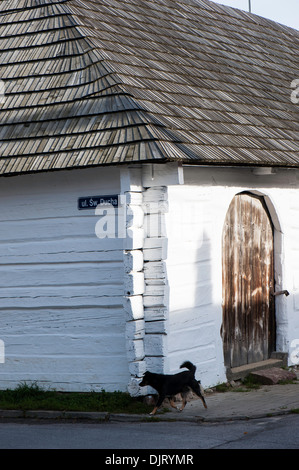 Historische alte Holzhaus, Bodzentyn Stadt, Woiwodschaft Świętokrzyskie Region, Polen Stockfoto