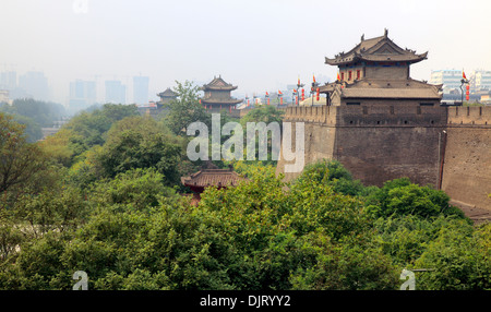 Stadtmauer, Xian, Shaanxi, China Stockfoto