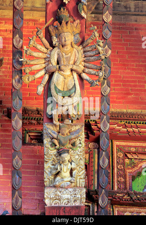 Skulptur, Dach-Federbein, Changu Narayan-Tempel, ältesten Hindu-Tempel in Nepal, in der Nähe von Bhaktapur, Nepal Stockfoto