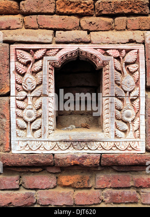 Holz-Schnitzerei, 55 Fenster Palast Durbar Square, Bhaktapur, Nepal Stockfoto