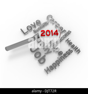 Neues Jahr 2014. Konzept für die Entscheidungsfindung. Stockfoto