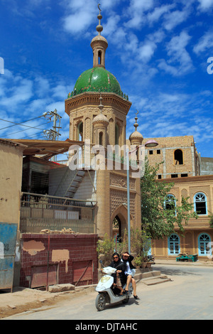 Straße in der Altstadt, Kashgar (Kashi), Kashgar Präfektur, Uigurischen Autonomen Gebiet Xinjiang, China Stockfoto