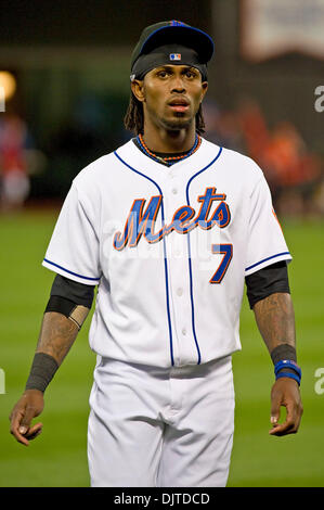 Mets Shortstop Jose Reyes #7 erwärmt sich vor dem Spiel zwischen den Philadelphia Phillies und die New York Mets im Citi Field in New York. (Kredit-Bild: © Bill Guerro/Southcreek Global/ZUMApress.com) Stockfoto