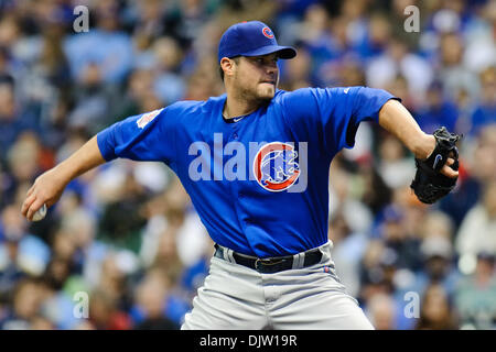 Chicago Cubs Start Krug Randy Wells (36) während des Spiels zwischen den Milwaukee Brewers und den Chicago Cubs im Miller Park in Milwaukee, Wisconsin.  Die Cubs besiegt die Brewers 12-2 auf 3 Spielserie zu fegen. (Kredit-Bild: © John Rowland/Southcreek Global/ZUMApress.com) Stockfoto