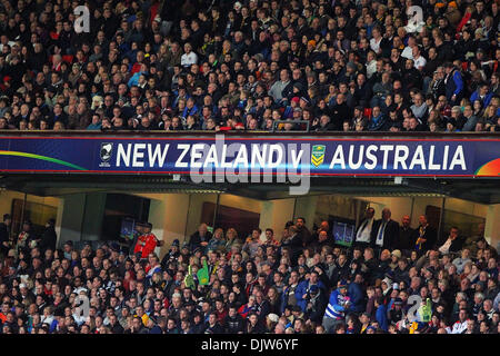 Manchester, UK. 30. November 2013. Australien und Neuseeland-Fans in Aktion während der Rugby League World Cup Finale zwischen Neuseeland und Australien an Altes Trafford Manchester. Bildnachweis: Aktion Plus Sport/Alamy Live-Nachrichten Stockfoto