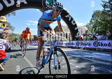 3. Oktober 2010 - Geelong, Victoria, Australien - Philippe Gilbert (BEL) während ein Klettern Steilstück 2010 UCI Road World Championships Elite Männer Straßenrennen in Geelong, Victoria, Australien. (Kredit-Bild: © Sydney Low/Southcreek Global/ZUMApress.com) Stockfoto