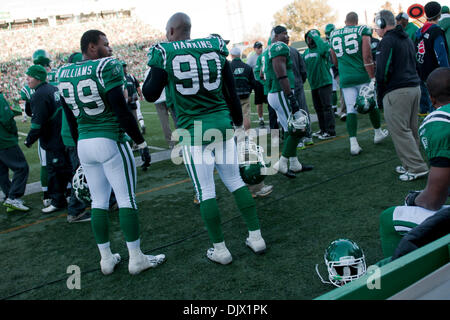 17. Oktober 2010 - Regina, Saskatchewan, Kanada - The Saskatchewan ehemaliger Bank während der Saskatchewan ehemaliger Vs Calgary Stampeders Spiel im Mosaik-Stadion in Regina. Die Calgary Stampeders besiegte die Saskatchewan ehemaliger 34-26. (Kredit-Bild: © Derek Mortensen/Southcreek Global/ZUMApress.com) Stockfoto