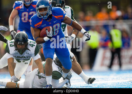 6. November 2010 - Boise, Idaho, Vereinigte Staaten von Amerika - Boise State Runningback Jarvis Hodge bekommt Zeit während der zweiten Hälfte Aktion spielen, wie #2 Boise State Hawaii 42-7 im Bronco Stadion besiegt. (Kredit-Bild: © Stanley Brewster/Southcreek Global/ZUMApress.com) Stockfoto