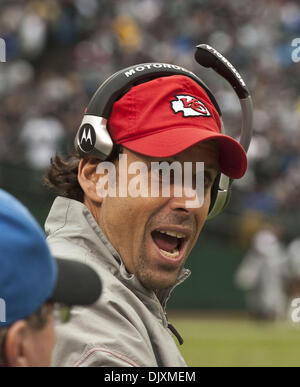 7. November 2010 - Oakland, CA, USA - Oakland Raiders Vs Kansa City Chiefs im Oakland-Alameda County Coliseum Sonntag, 7. November 2010. Häuptlinge Cheftrainer Todd Haley... In der Nachspielzeit Raider schlagen die Häuptlinge 23-20 (Credit-Bild: © Al Golub/ZUMApress.com) Stockfoto