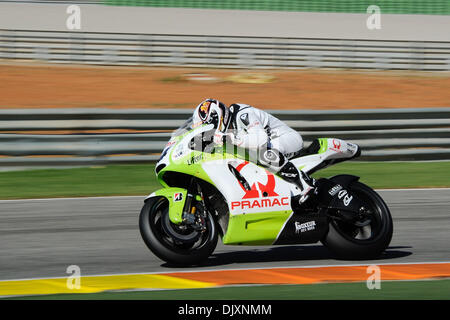 10. November 2010 - Valencia, RM, Italien - Valencia erste MotoGP-Test des Jahres 2011, Randy De Puniet auf der Ducati Pramac (Credit-Bild: © Andrea Ranalli/Southcreek Global/ZUMApress.com) Stockfoto