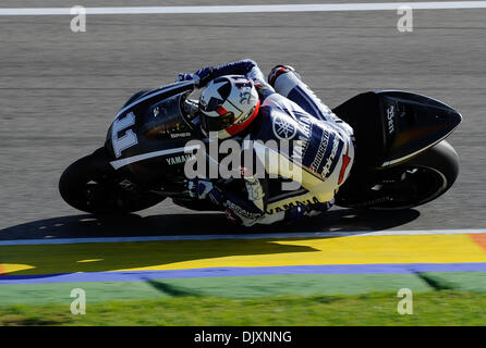 10. November 2010 - Valencia, RM, Italien - Valencia erste MotoGP-Test des Jahres 2011, Ben Spies auf seinem neuen Yamaha (Credit-Bild: © Andrea Ranalli/Southcreek Global/ZUMApress.com) Stockfoto