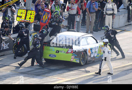 21. November 2010 - Miami, Florida, Vereinigte Staaten von Amerika - Sprint-Cup-Serie Treiber Carl Edwards #99 in der Box während der Nascar Sprint Cup Series Meisterschaften Ford 400 auf dem Homestead-Miami Speedway in Miami.  Das Rennen wurde gewonnen von Nextel Cup Fahrer Carl Edwards #99, während der Sprint-Cup-Gewinn für das Protokoll 5. Mal sprinten Sie Schale Reihe Fahrer Jimmie Johnson #48 ist. (Cr Stockfoto