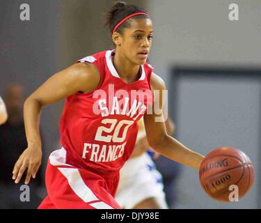 23. November 2010 - Newark, Delaware, Vereinigte Staaten von Amerika - St. Francis Junior Guard (20) Bretagne??? Lilley während Delaware Spiel. Lady Blue Hens besiegte Lady Red Flash des Heiligen Franziskus 68-52 an der Bob Carpenter Center In Newark... Die Dame Hühner sind 4-0 und La Salle nächste Gesicht. (Kredit-Bild: © Saquan Stimpson/Southcreek Global/ZUMAPRESS.com) Stockfoto