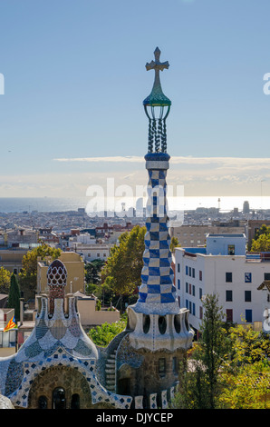 Ausblick auf Barcelona vom Park Güell, Barcelona Stockfoto