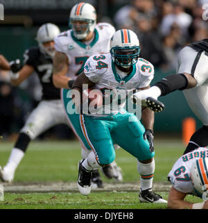 28. November 2010 - Oakland, Kalifornien, USA - Miami Dolphins Runningback RICKY WILLIAMS #34 in Aktion gegen die Oakland Raiders. (Kredit-Bild: © William Mancebo/ZUMAPRESS.com) Stockfoto