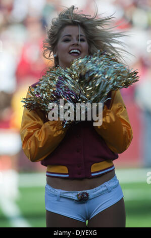 28. November 2010 - Landover, Maryland, Vereinigte Staaten von Amerika - Washington Redskins Cheerleader erklingt während Minnesota Vikings in Washington Redskins NFL-Spiel bei FedEx Field geführt  Wikinger besiegen die Redskins 17-13 (Credit-Bild: © Roland Pintilie/Southcreek Global/ZUMAPRESS.com) Stockfoto