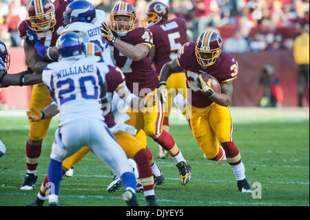 28. November 2010 - Landover, Maryland, Vereinigte Staaten von Amerika - Washington Redskins Runningback Keiland Williams (35) FedEx Field NFL Spiel Action, Endstand; Wikinger 17 Redskins 13 (Kredit-Bild: © Roland Pintilie/Southcreek Global/ZUMAPRESS.com) Stockfoto