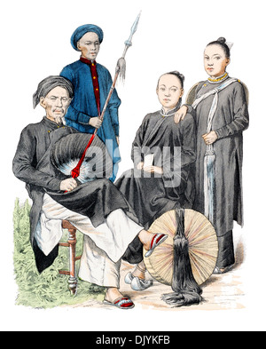 Late19th Jahrhundert XIX 1800er Jahren Männer und Frauen von Annan Vietnam Stockfoto