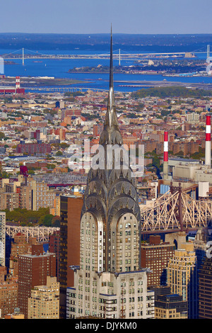 Gesamtansicht der New Yorker Skyline und das Chrysler Building, New York. Amerika Stockfoto