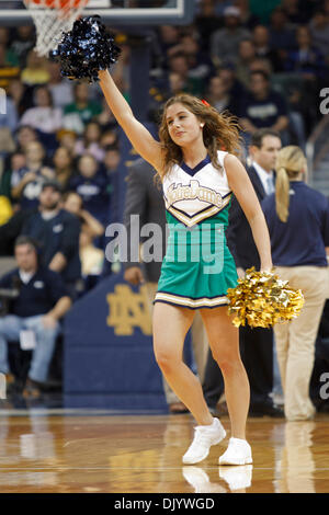 11. Dezember 2010 führt - South Bend, Indiana, Vereinigte Staaten von Amerika - Notre Dame Cheerleader bei NCAA Basketball-Spiel zwischen Gonzaga und Notre Dame.  Die Notre Dame Fighting Irish besiegte die Gonzaga Bulldogs 83-79 im Spiel im Purcell-Pavillon im Joyce Center in South Bend, Indiana. (Kredit-Bild: © John Mersits/Southcreek Global/ZUMAPRESS.com) Stockfoto