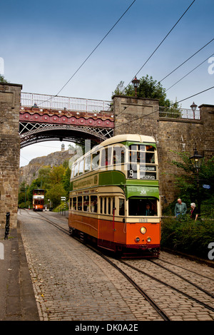 Glasgow tram Nr.: 1282 (1940) im Musée National Tramway in Crich, Derbyshire, UK Stockfoto