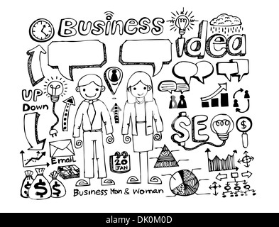 Hand doodle Business Kritzeleien Stockfoto