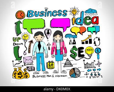 Hand doodle Business Kritzeleien Stockfoto