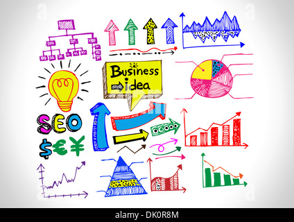 Hand doodle Business Kritzeleien Stockfoto