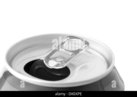 Ring-Pull-Closeup auf eine offene Getränkedose. Stockfoto