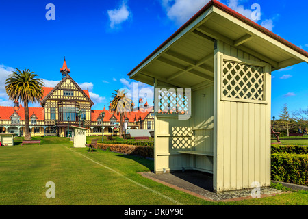 Rotorua Museum für Kunst und Geschichte Te Whare Taonga o Te Arawa, Regierung Gärten, Rotorua, Nordinsel, Neuseeland Stockfoto