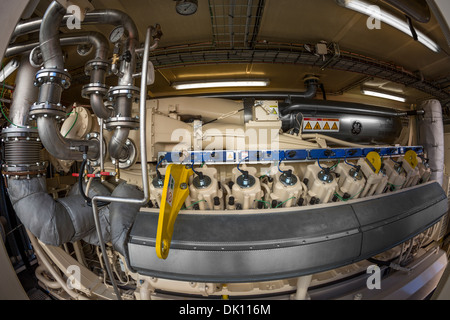 Ein Container Kraftwerk ermöglicht das Biogas durch Vergärung von Müllkippe erholt. Bio-Gas-Motor und KWK. Stockfoto