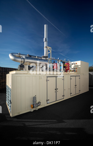 Ein Container Kraftwerk ermöglicht das Biogas durch Vergärung von Müllkippe erholt. Bio-Gas-Motor und KWK. Stockfoto