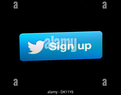 Twitter Anmelde-Knopf auf dem iPad Stockfoto