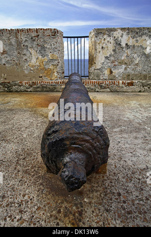 Kanone, San Felipe del Morro Castle (1540 s-1786), San Juan National Historic Site, Old San Juan, Puerto Rico Stockfoto