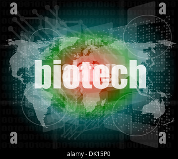 Biotech-Wörter auf digitalen Touchscreen-interface Stockfoto