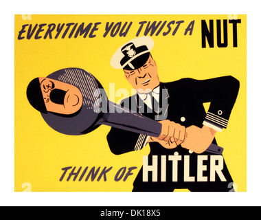 Humorvolle WW2 Propagandaplakat für den US-militärischen Kriegseinsatz Stockfoto