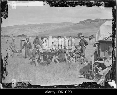 Der US Geological Survey in Camp am roten Buttes. Zahlen sind 1. F.V Hayden, US-amerikanischer Geologe zuständig, 2. James... 516891 Stockfoto