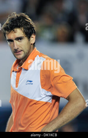 24. Januar 2011 - Spieltag Melbourne, Victoria, Australien - Marin Cilic (CRO) in Aktion während seiner vierten Runde gegen Rafael Nadal (ESP) auf acht der 2011 Australian Open in Melbourne Park, Australien. (Kredit-Bild: © Sydney Low/Southcreek Global/ZUMAPRESS.com) Stockfoto