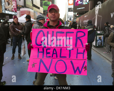 Rallye auf dem Times Square, die Kennzeichnung der 25. Begehung des Welt-Aids-Tag, Dec.1, 2013. Stockfoto