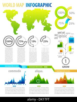 Welt Karte sauber Infografik Detailelement festlegen Stock Vektor