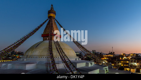 Sonnenuntergang am UNESCO-World Heritage Site, Nepal, Kathmandu-Tal, Boudhanath Stupa, Kathmandu Stockfoto