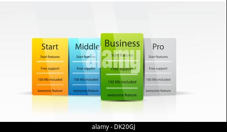 Web-Boxen. Farbtabellen sauber Preis Stock Vektor