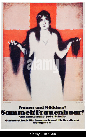 Entworfen von A. Wohlfeld.  Mit dem Titel: Frauen und Mädchen! Frauenhaar zu sammeln. Herausgegeben vom Büro des Ausschusses für sammeln, werden Stockfoto