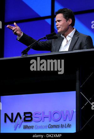 Donny Osmond Milwaukee Brewers Live Kommentar Stimme Bob Uecker Fame in NAB Broadcasting Hall Of auf NAB in Las Vegas Stockfoto