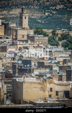 Die unglaublich riesige Medina von Fes, Marokko Stockfoto