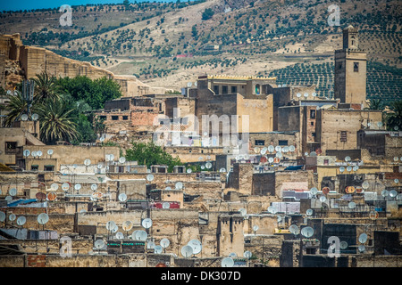 Die unglaublich riesige Medina von Fes, Marokko Stockfoto