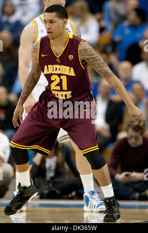 24. Februar 2011 - Westwood, Kalifornien, USA - Arizona State Sun Devils guard Keala King #21 während der NCAA Basketball-Spiel zwischen den Arizona State Sun Devils und die UCLA Bruins im Pauley Pavilion. Die Bruins schlagen die Sun Devils mit einem Endstand von 71-53. (Kredit-Bild: © Brandon Parry/Southcreek Global/ZUMAPRESS.com) Stockfoto